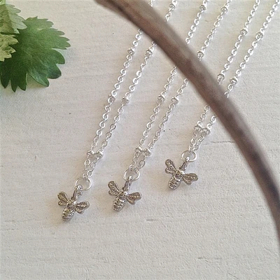 Wildflowers- Tiny Bee Charm Necklace