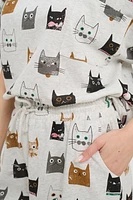Cute Multi Kitten Face Relaxed Fit Shorts