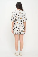 Cute Multi Kitten Face Relaxed Fit Shorts