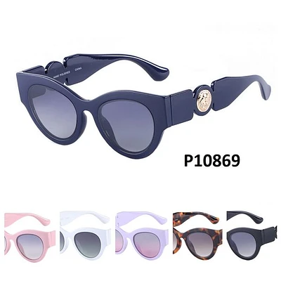 Round Frame Gold Charm Sunglasses