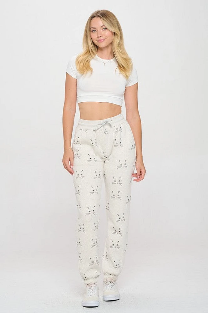 Cat Face Print Sweatpant