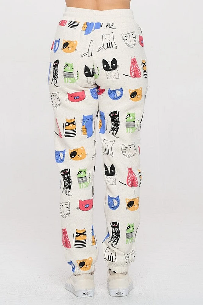 Colorful Cat Print Sweatpants