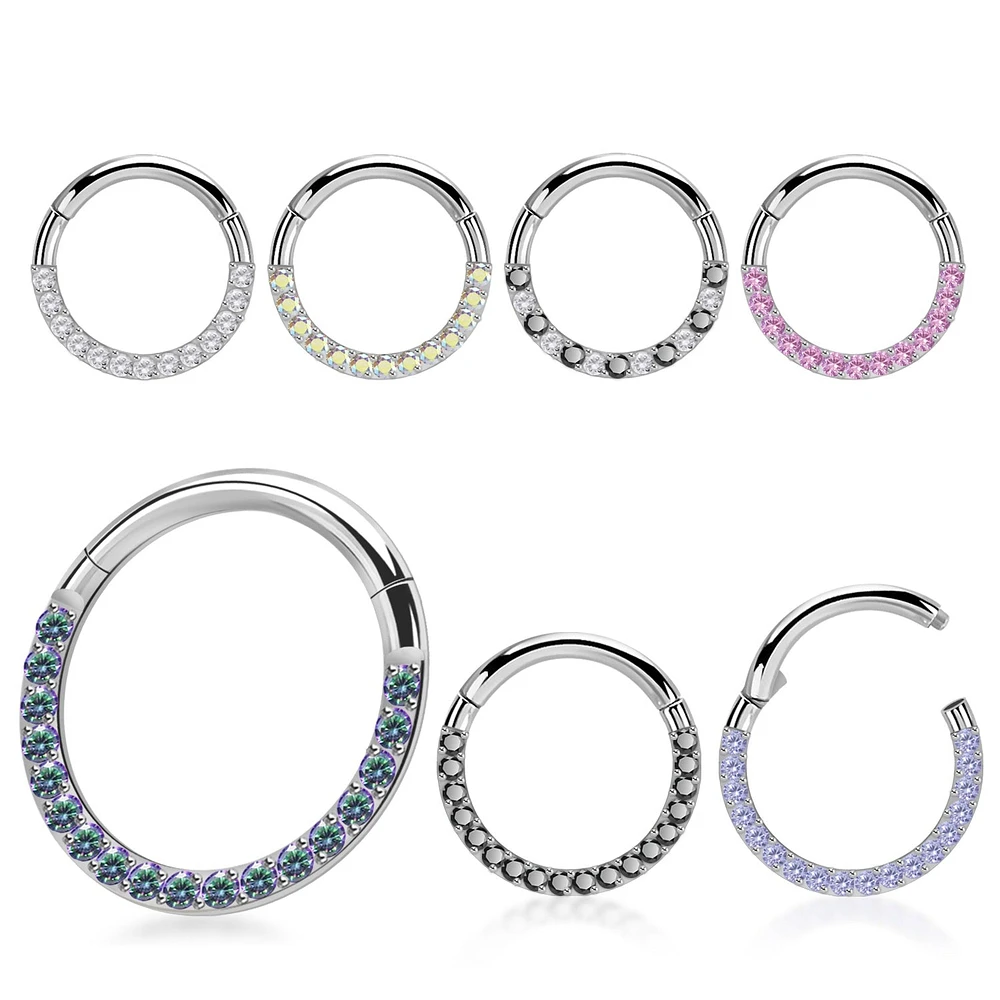 Pave Set Inlay Hinged Hoop 12g - 6g