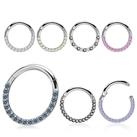 Pave Set Inlay Hinged Hoop 20g - 14g