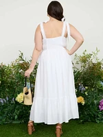 PLUS SCALLOP EYELET TRIM MIDI DRESS