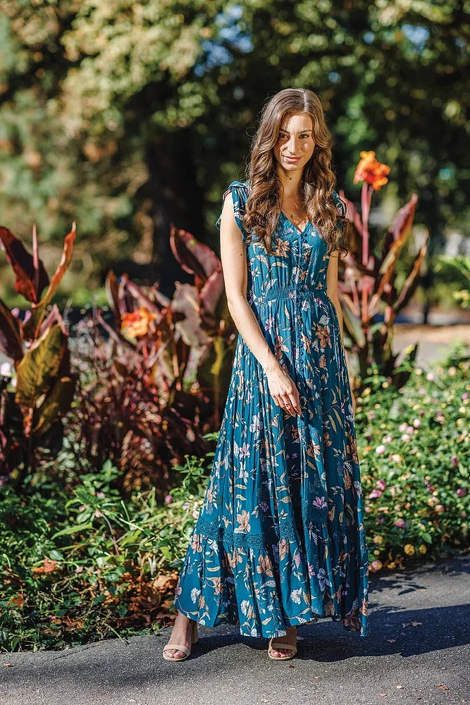 Floral Button Front Maxi Dress