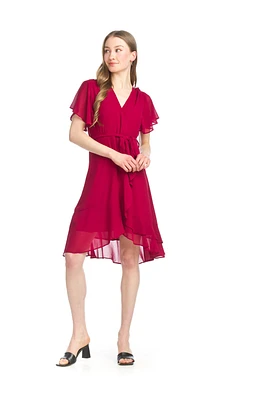 Flutter Sleeve Wrap Look Dress