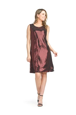 Burgundy Sequin Stretch Dress