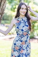 Floral High Low Halter Dress