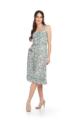 Floral Crinkled Dress With Pocket