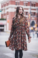 Floral Elastic Waist Dress