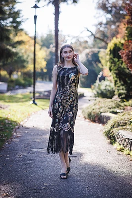 Peacock Beaded Dress With Tassels