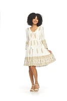 Gold Detail Paisley Dress With Lace