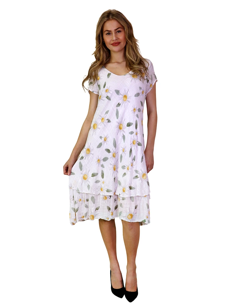 Robe courte en coton Slv Daisy coupée biais