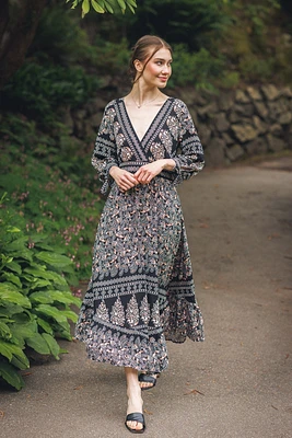 Paisley Print Empire Waist Maxi Dress