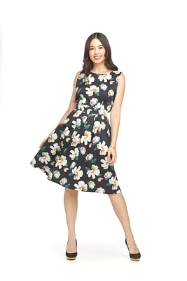 Floral Sleeveless Box Pleat Dress
