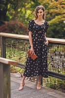 Polka Dot V Neck Off The Shoulder Dress