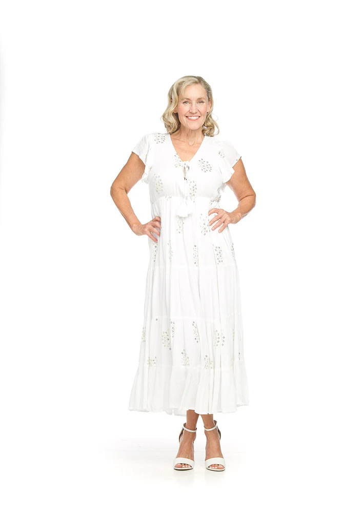Crinkled Ruffle Sleeve Tiered Dress