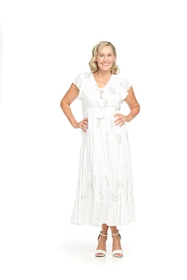 Crinkled Ruffle Sleeve Tiered Dress