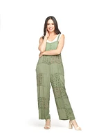 Embroidered Patchwork Overall Sage