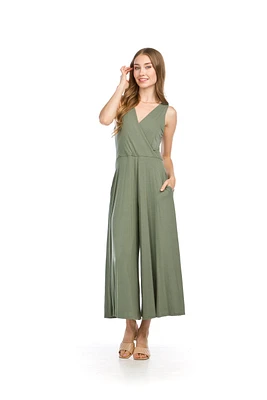 Stretch Crossover Jumpsuit Olive