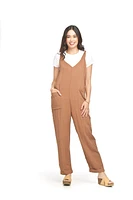 V Neck Smocked Jumpsuit With Patch Amber