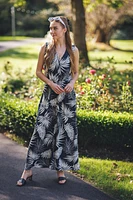 Tropical Printed Wrap Top Jumpsuit