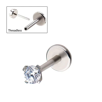 Prong Jewel Threadless Labret 18g