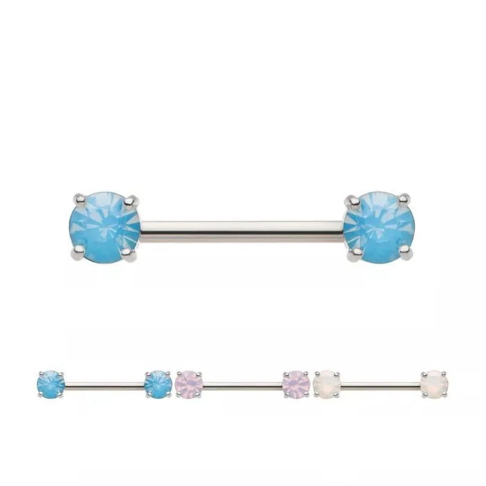 Prong Set Opalite Nipple Barbell