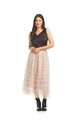 Mesh Tiered Ruffled Skirt