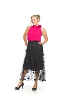 Mesh Skirt With 3D Flower Details Black