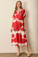 Tomato Printed Bubble Sleeve Dress