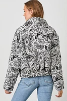 Floral Jaquard Puff Jacket