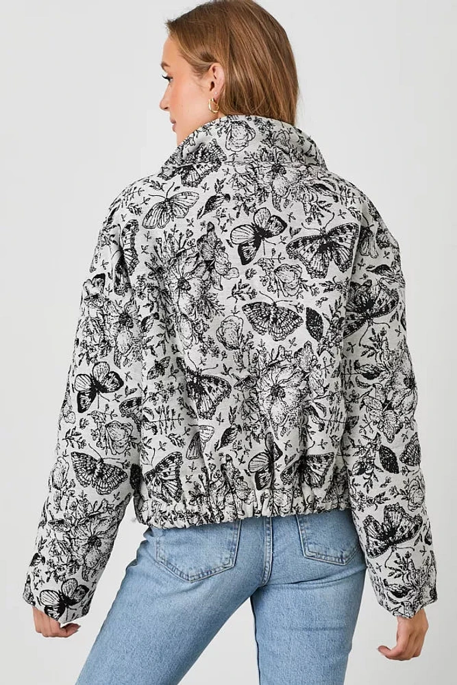 Floral Jaquard Puff Plus Jacket