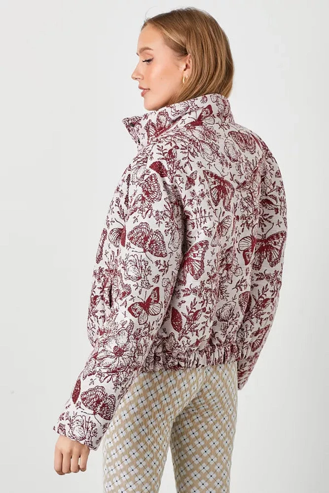 Floral Jaquard Puff Jacket