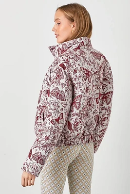 Floral Jaquard Puff Jacket