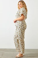 Floral Graphic Print Denim Overalls