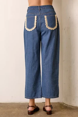 Denim Jeans W Pocket Trim Detail