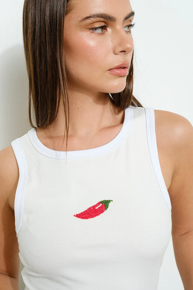 Chili Beaded Tank Top