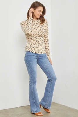 FLOWER PRINT MERROW EDGE TOP