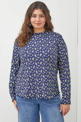 Flower Print Merrow Edge Top