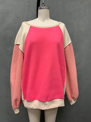 Round Neck Long Slv Colorblock Sweater