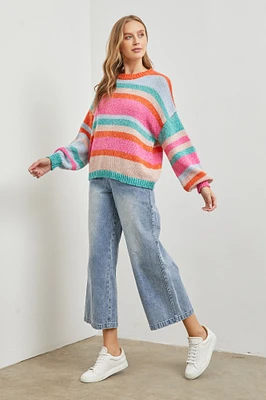 Round Neck Striped Lng Slv Sweater