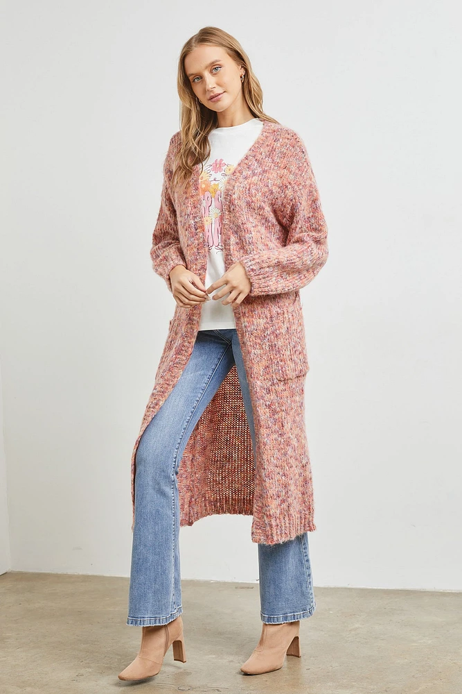 Bubble Sleeve Knit Wooven Cardigan