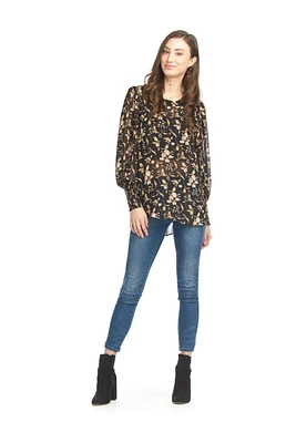 Blusa de flores fluida negra