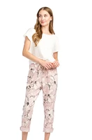 Pantalones elásticos con estampado floral pintado