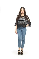 Cropped Lace Pillover Top Black