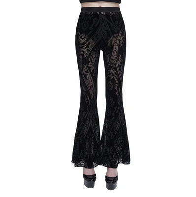 Velvet Burnout Mesh Flare Pants