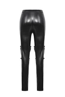 Black PU Leather Armor Knight Leggings