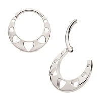Pyramid Cutout Hinged Hoop Titanium